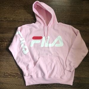 Pink fila hoodie